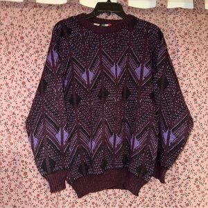 Vintage Purple Geometric Sweater Made in Italy